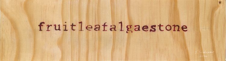 Click the image for a view of: fruitleafalgaestone. 2014. Lacquer on engraved plywood